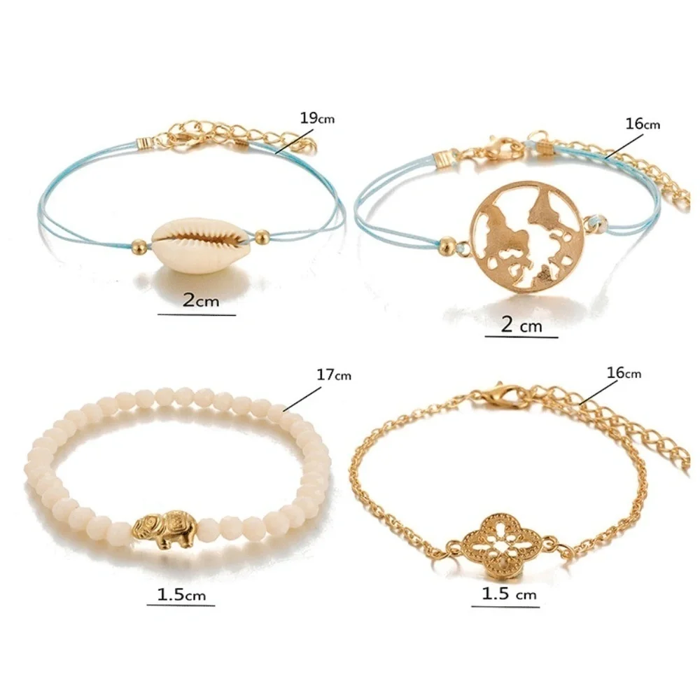 *INDIGO* 4-Pc Blue x Gold Fashion Bracelet Set